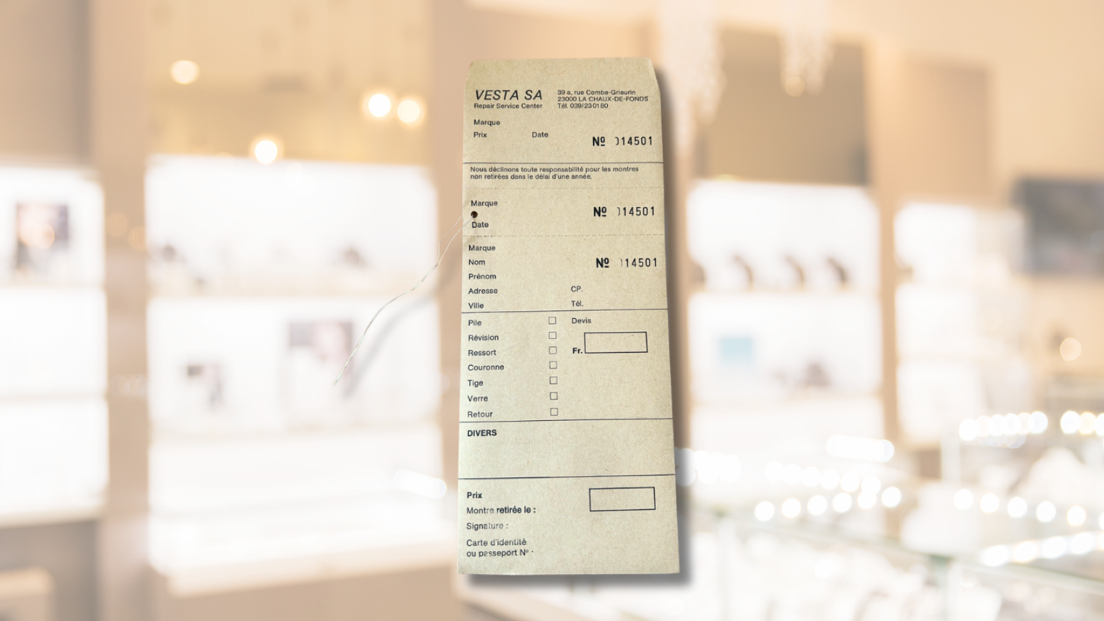 Impression d'un sachet réparation pour bijoux, à Chantilly, près de paris