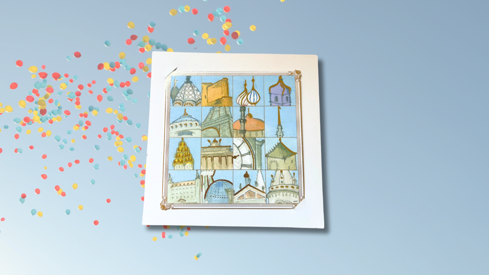 Impression d'un carte de voeux, à Chantilly, près de Paris