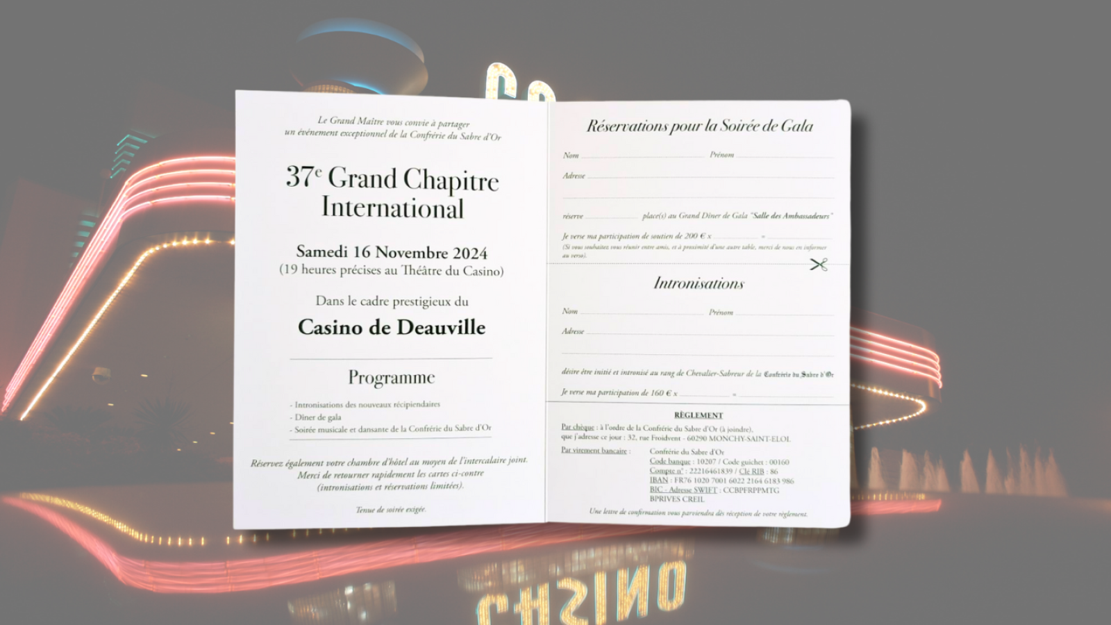 Création Graphique : Carton d'Invitation de la Confrérie du Sabre d'Or