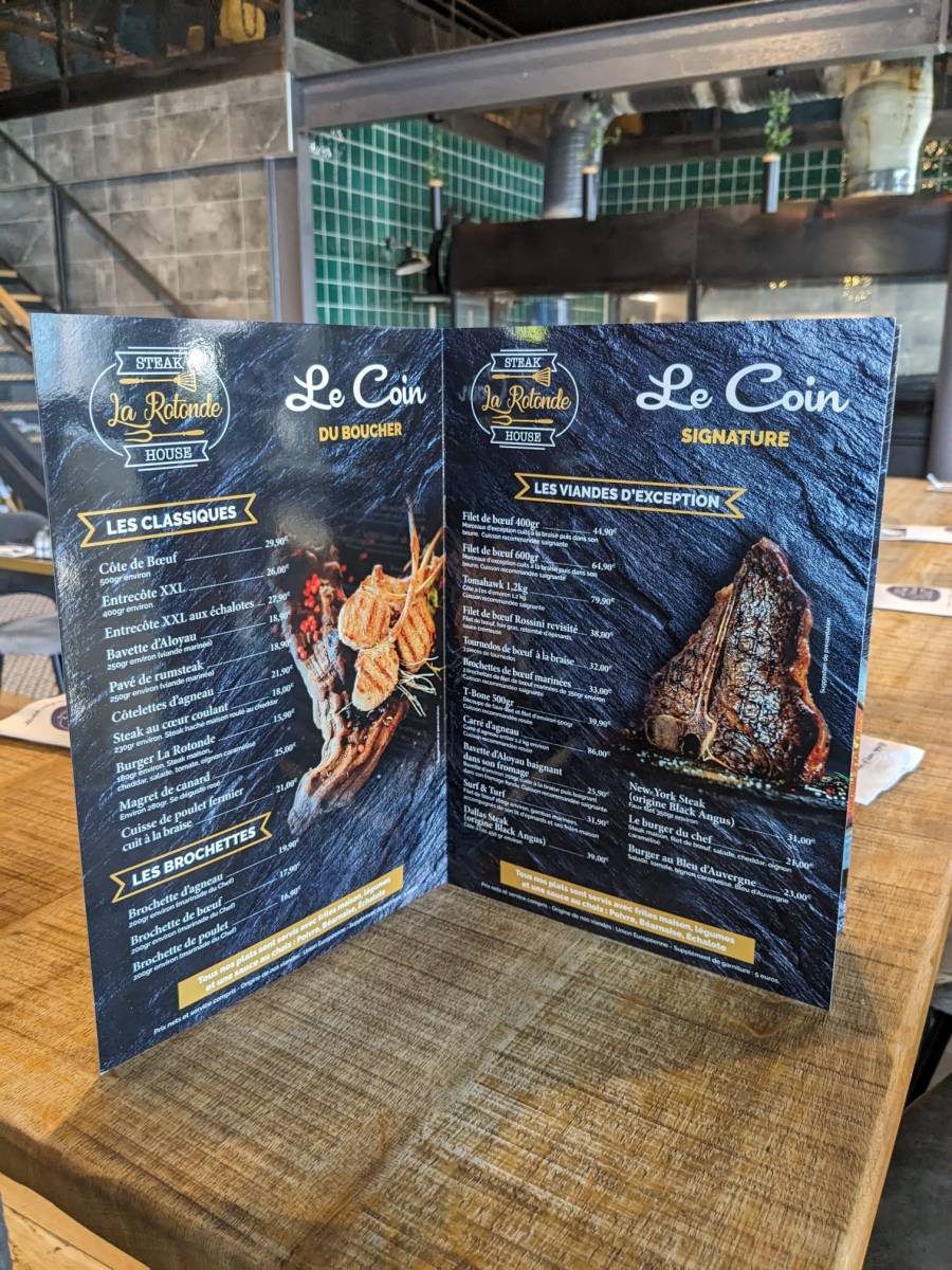 Impression d'un menu pour une chaîne de restaurant à Chambly, en Picardie