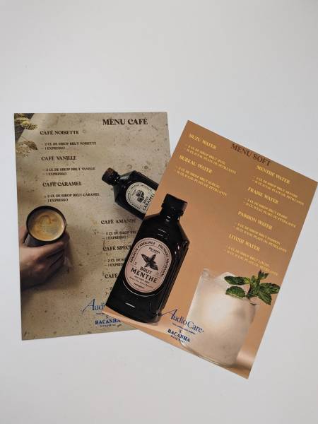 Impression de flyers sur mesure sous forme de menu pour un centre auditif à Chantilly, dans l’Oise, proche de Paris