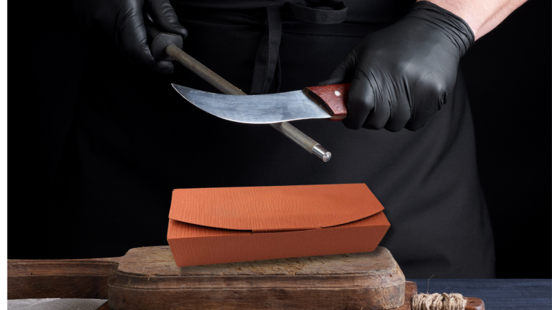 Création et impression à Chantilly, dans l’Oise, d’un packaging en forme d'étui pour couteau