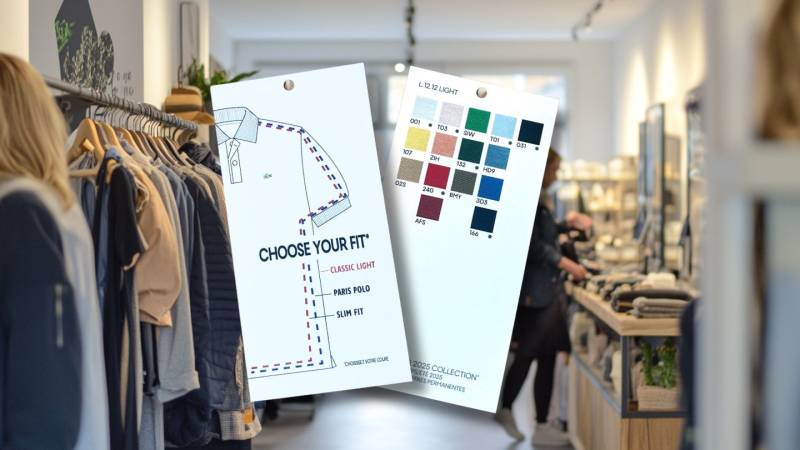Etiquettes pour vêtements à la Défense, à côté de Paris